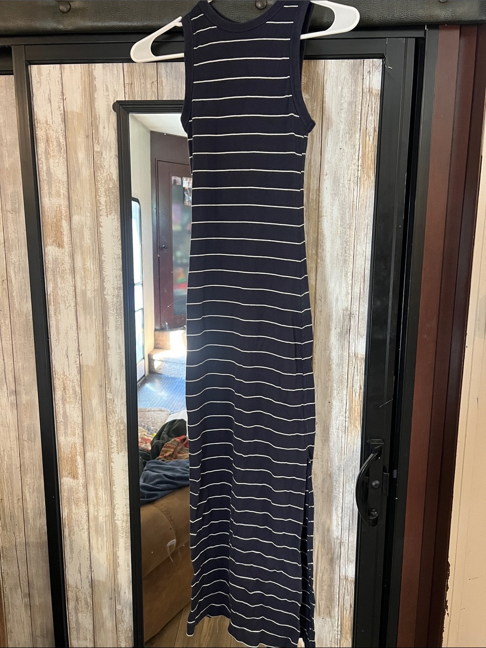 Universal Thread Navy and White Striped Sleeveless Maxi Dress
